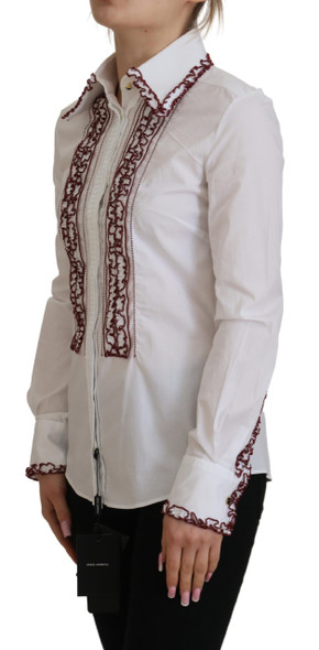Dolce & Gabbana White Lace Long Sleeves Ruffle Collar Top Dolce & Gabbana White Lace Long Sleeves Ruffle Collar Top