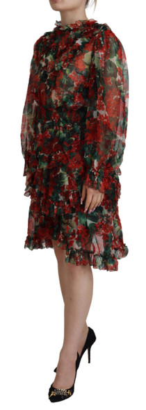 Dolce & Gabbana Multicolor Geranium A-line Knee Length Dress Dolce & Gabbana Multicolor Geranium A-line Knee Length Dress
