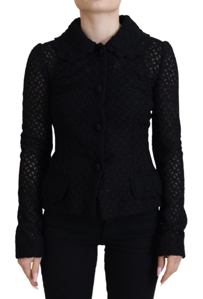 Dolce & Gabbana Black Wool Knitted Button Down Collar Jacket Dolce & Gabbana Black Wool Knitted Button Down Collar Jacket
