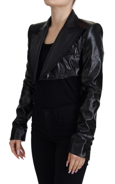 Dolce & Gabbana Black Long Sleeves Crop Blazer Cotton Jacket Dolce & Gabbana Black Long Sleeves Crop Blazer Cotton Jacket