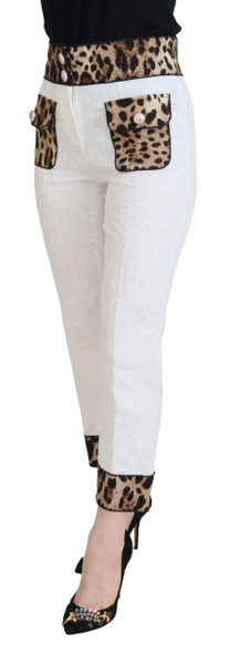 Dolce & Gabbana White Leopard Print High Waist Pants Dolce & Gabbana White Leopard Print High Waist Pants