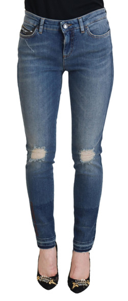 Dolce & Gabbana Blue Washed Cotton Tattered Denim Jeans Dolce & Gabbana Blue Washed Cotton Tattered Denim Jeans