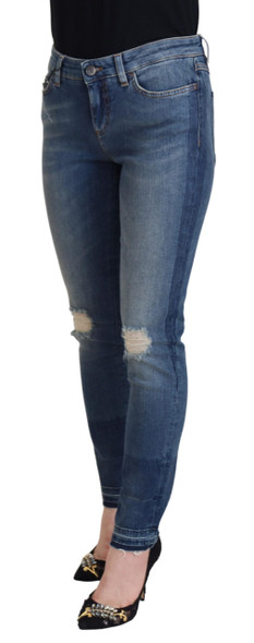 Blue Washed Cotton Tattered Denim Jeans Blue Washed Cotton Tattered Denim Jeans