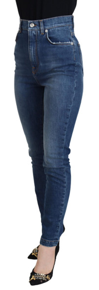 Blue Cotton High Waist Skinny Denim Jeans PAN74028 Blue Cotton High Waist Skinny Denim Jeans PAN74028