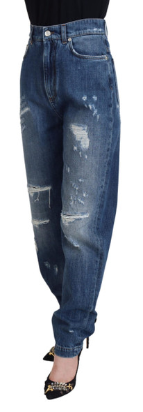Dolce & Gabbana Blue Washed Cotton Tattered Denim Jeans PAN74229 Dolce & Gabbana Blue Washed Cotton Tattered Denim Jeans PAN74229