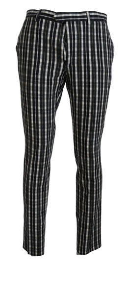Black Checkered Cotton Casual Pants Black Checkered Cotton Casual Pants