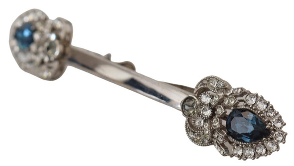 925 Sterling Silver Crystals Pin Collar Brooch 925 Sterling Silver Crystals Pin Collar Brooch