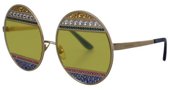 Gold Oval Metal Crystals Shades DG2209B Sunglasses Gold Oval Metal Crystals Shades DG2209B Sunglasses