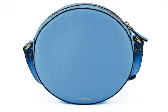Versace Chic Blue Leather Round Shoulder Bag Versace Chic Blue Leather Round Shoulder Bag