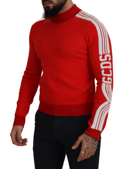 Red Wool Logo Printed Crew Neck Men Pullover Sweater Red Wool Logo Printed Crew Neck Men Pullover Sweater
