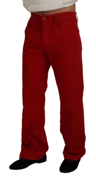 Dolce & Gabbana Red Cotton Straight Fit Men Denim Jeans Dolce & Gabbana Red Cotton Straight Fit Men Denim Jeans