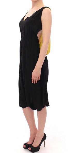 Black Yellow Silk Shift Sheath Coctail Dress Black Yellow Silk Shift Sheath Coctail Dress