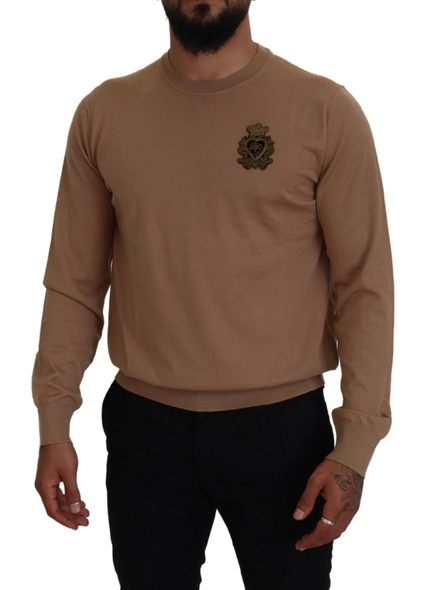 Beige Cashmere Crown Logo Pullover Sweater Beige Cashmere Crown Logo Pullover Sweater