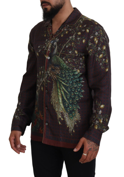 Dolce & Gabbana Bordeaux Ostrich Silk Satin Casual Mens Shirt Dolce & Gabbana Bordeaux Ostrich Silk Satin Casual Mens Shirt