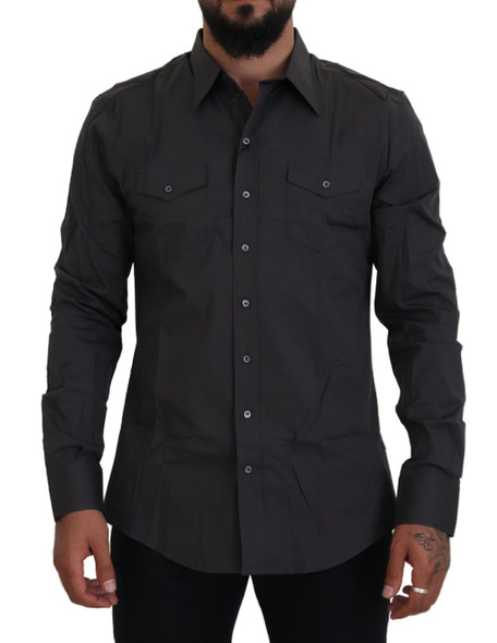 Gray SICILIA Slim Fit Stretch Dress Shirt Gray SICILIA Slim Fit Stretch Dress Shirt