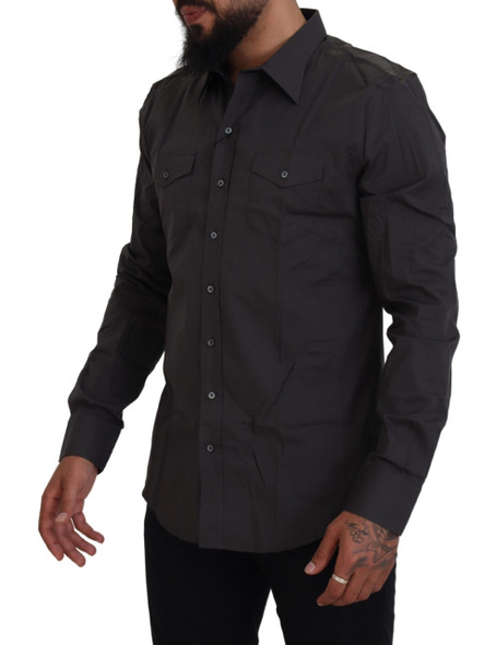 Dolce & Gabbana Gray SICILIA Slim Fit Stretch Dress Shirt Dolce & Gabbana Gray SICILIA Slim Fit Stretch Dress Shirt