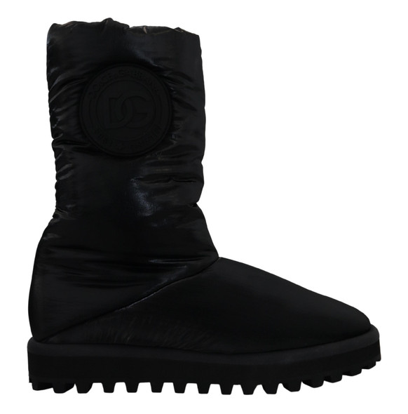 Dolce & Gabbana Black Boots Padded Mid Calf Winter Shoes Dolce & Gabbana Black Boots Padded Mid Calf Winter Shoes