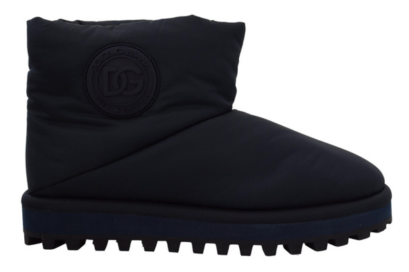 Dolce & Gabbana Blue Nylon Boots Padded Mid Calf Shoes Dolce & Gabbana Blue Nylon Boots Padded Mid Calf Shoes