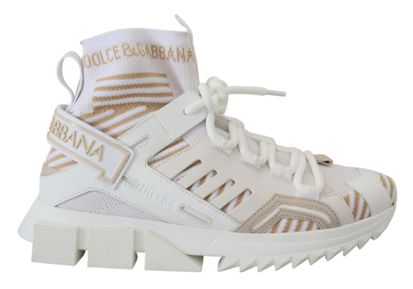 Dolce & Gabbana White Beige Sorrento Sneakers Shoes Dolce & Gabbana White Beige Sorrento Sneakers Shoes