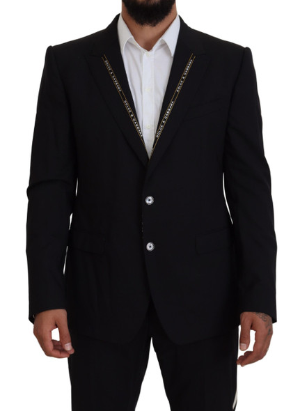Dolce & Gabbana Black Wool Stretch Slim Fit Jacket Blazer Dolce & Gabbana Black Wool Stretch Slim Fit Jacket Blazer
