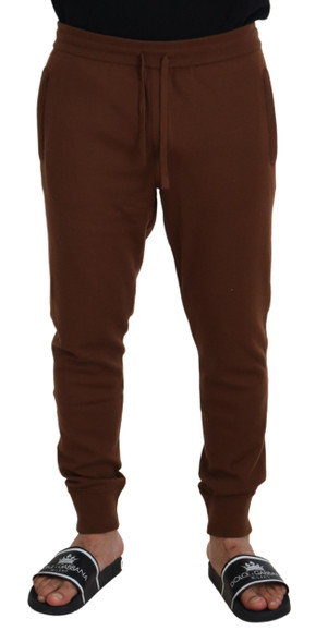 Brown Cashmere Men Drawstring Jogger Pants Brown Cashmere Men Drawstring Jogger Pants