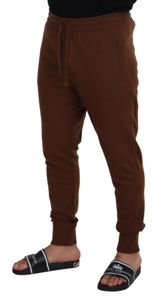 Brown Cashmere Men Drawstring Jogger Pants Brown Cashmere Men Drawstring Jogger Pants