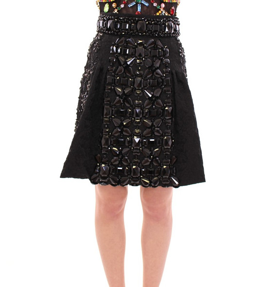 Black Crystal Handmade Above Knee Skirt Black Crystal Handmade Above Knee Skirt