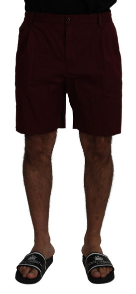 Dolce & Gabbana Maroon Cotton Bermuda Casual Shorts Dolce & Gabbana Maroon Cotton Bermuda Casual Shorts