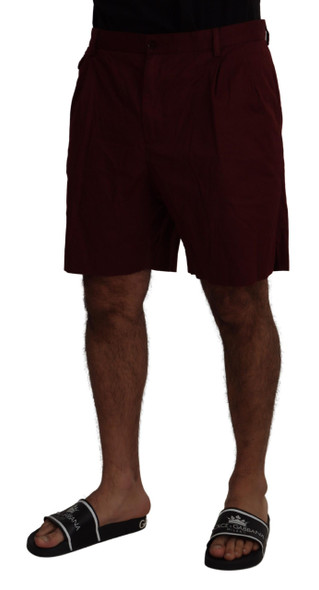 Dolce & Gabbana Maroon Cotton Bermuda Casual Shorts Dolce & Gabbana Maroon Cotton Bermuda Casual Shorts