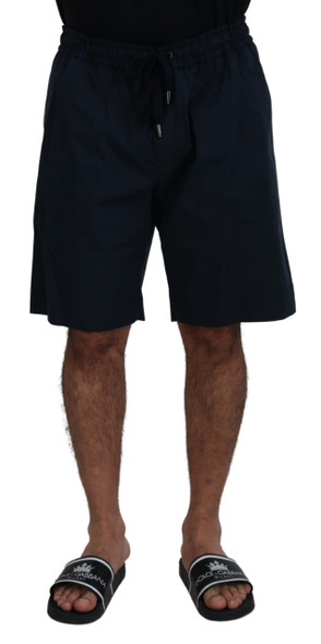 Blue Bermuda Mid Waist Casual Shorts Blue Bermuda Mid Waist Casual Shorts