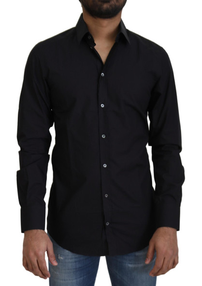 Black Cotton Slim Fit Formal Dress GOLD Shirt Black Cotton Slim Fit Formal Dress GOLD Shirt
