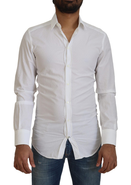 White Cotton Slim Fit Formal Dress GOLD Shirt TSH83045 White Cotton Slim Fit Formal Dress GOLD Shirt TSH83045