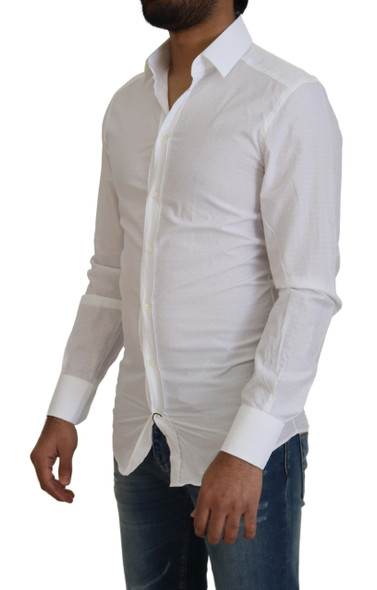 White Cotton Slim Fit Formal Dress GOLD Shirt TSH83045 White Cotton Slim Fit Formal Dress GOLD Shirt TSH83045