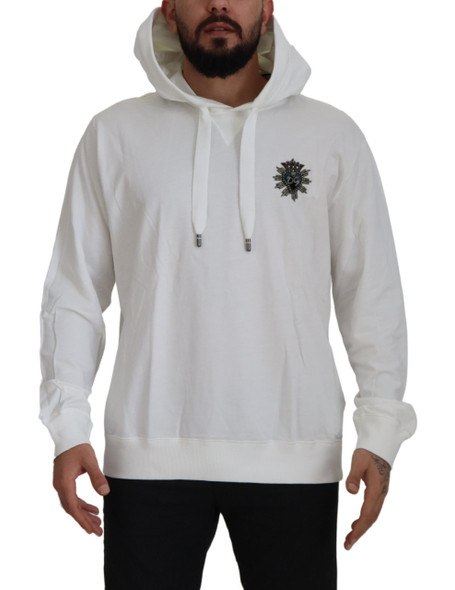 Dolce & Gabbana White Cotton Hooded Sweatshirt Sweater Dolce & Gabbana White Cotton Hooded Sweatshirt Sweater