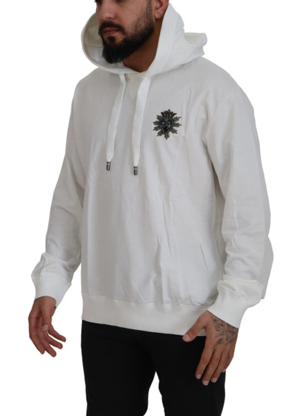 Dolce & Gabbana White Cotton Hooded Sweatshirt Sweater Dolce & Gabbana White Cotton Hooded Sweatshirt Sweater