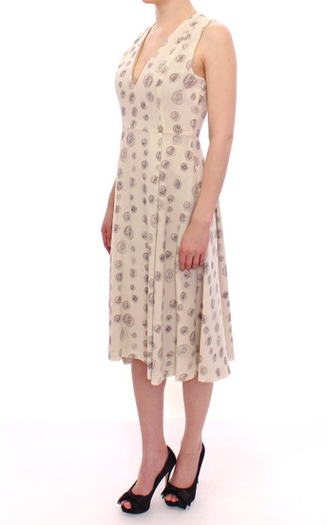 White Printed Shift V-neck Sheath Dress White Printed Shift V-neck Sheath Dress