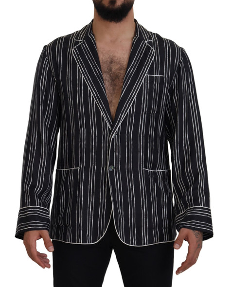 Dolce & Gabbana Blue Striped Silk Pajama Shirt Jacket Dolce & Gabbana Blue Striped Silk Pajama Shirt Jacket
