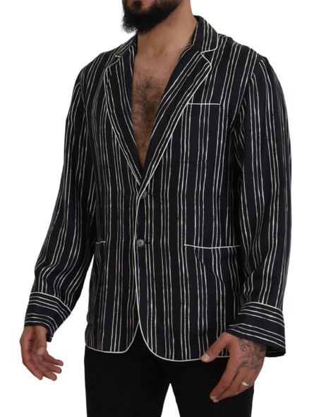 Dolce & Gabbana Blue Striped Silk Pajama Shirt Jacket Dolce & Gabbana Blue Striped Silk Pajama Shirt Jacket