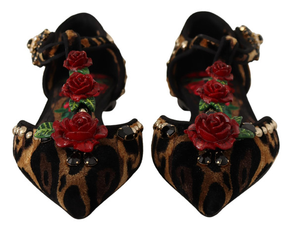 Brown Ballerina Embellished Leopard Print Shoes Brown Ballerina Embellished Leopard Print Shoes
