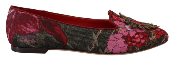 Dolce & Gabbana Multicolor Jacquard Sacred Heart Patch Slip On Shoes Dolce & Gabbana Multicolor Jacquard Sacred Heart Patch Slip On Shoes