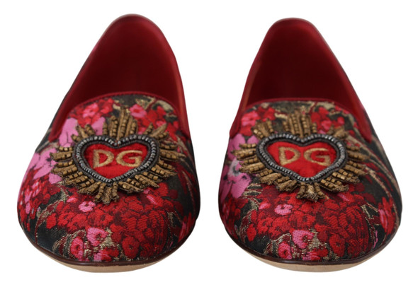 Dolce & Gabbana Multicolor Jacquard Sacred Heart Patch Slip On Shoes Dolce & Gabbana Multicolor Jacquard Sacred Heart Patch Slip On Shoes