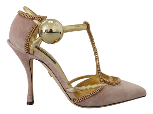 Pink Crystal T-strap Heels Pumps Shoes Pink Crystal T-strap Heels Pumps Shoes