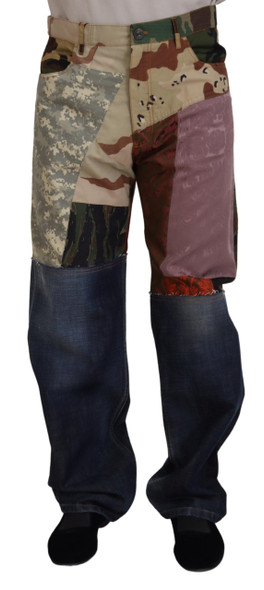 Dolce & Gabbana Multicolor Silk Patchwork Men Denim Jeans Dolce & Gabbana Multicolor Silk Patchwork Men Denim Jeans