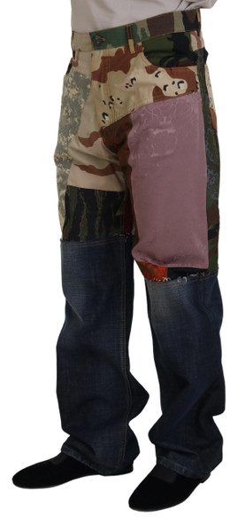 Multicolor Silk Patchwork Men Denim Jeans Multicolor Silk Patchwork Men Denim Jeans