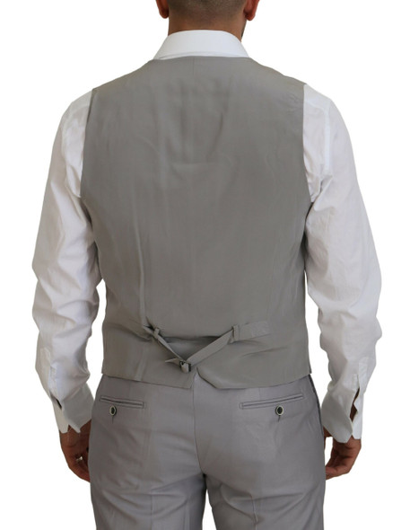 Dolce & Gabbana Silver Wool Silk 3 Piece Slim Fit Suit Dolce & Gabbana Silver Wool Silk 3 Piece Slim Fit Suit