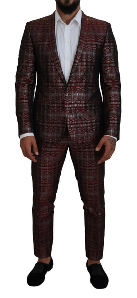 Dolce & Gabbana Bordeaux Silver GOLD Slim Fit Suit Dolce & Gabbana Bordeaux Silver GOLD Slim Fit Suit