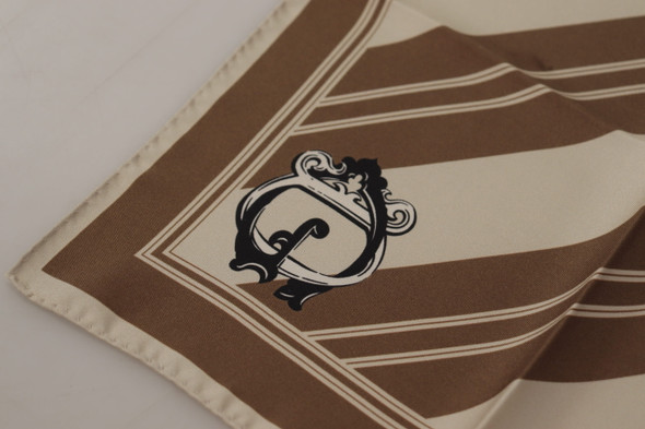 Brown Stripes DG Logo Square Mens Handkerchief Scarf Brown Stripes DG Logo Square Mens Handkerchief Scarf