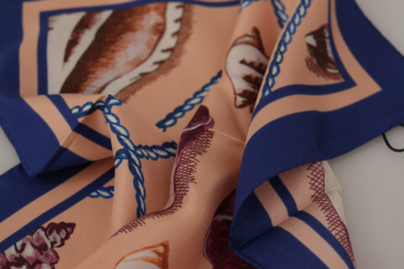 Silk Seashells Printed Square Handkerchief Scarf Silk Seashells Printed Square Handkerchief Scarf