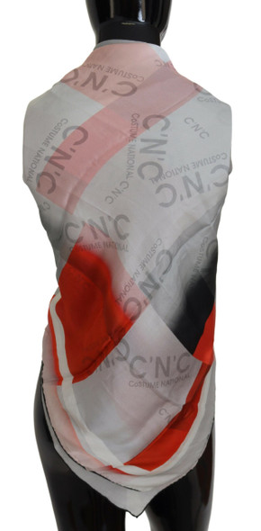 Gray Red Shawl Foulard Wrap Scarf Gray Red Shawl Foulard Wrap Scarf
