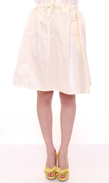 White Above-Knee Stretch Waist Strap Skirt White Above-Knee Stretch Waist Strap Skirt